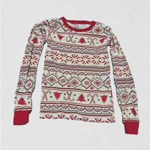 The Children’s Place Red and Cream Christmas Tree Candy Cane Patterned Shirt